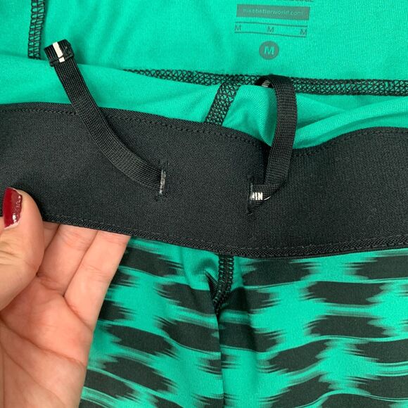Nike Relay Printed Cropped Legging Women M Green Stretch Dri Fit Drawstring Pant - Picture 5 of 13
